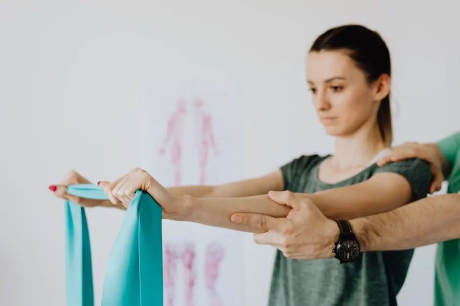 person using elastic bands