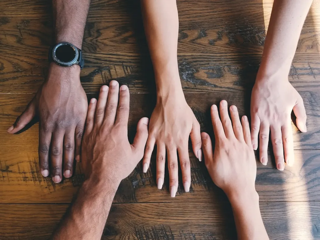 five hands showing diversity